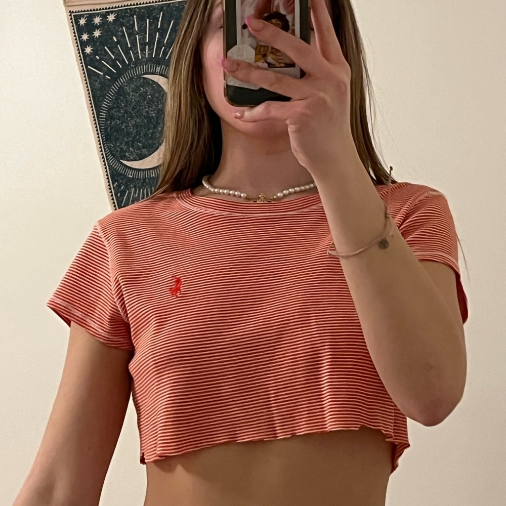polo ralph lauren striped cropped shirt